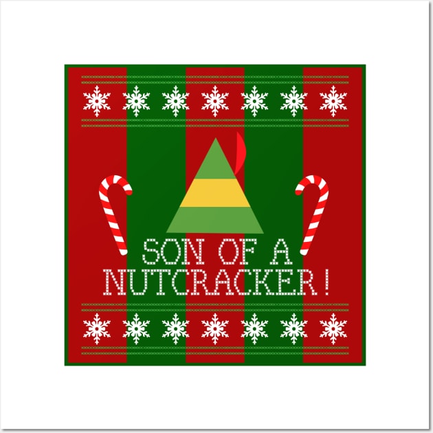 Son Of A Nutcracker Elf Quote Christmas Knit Wall Art by Angel arts